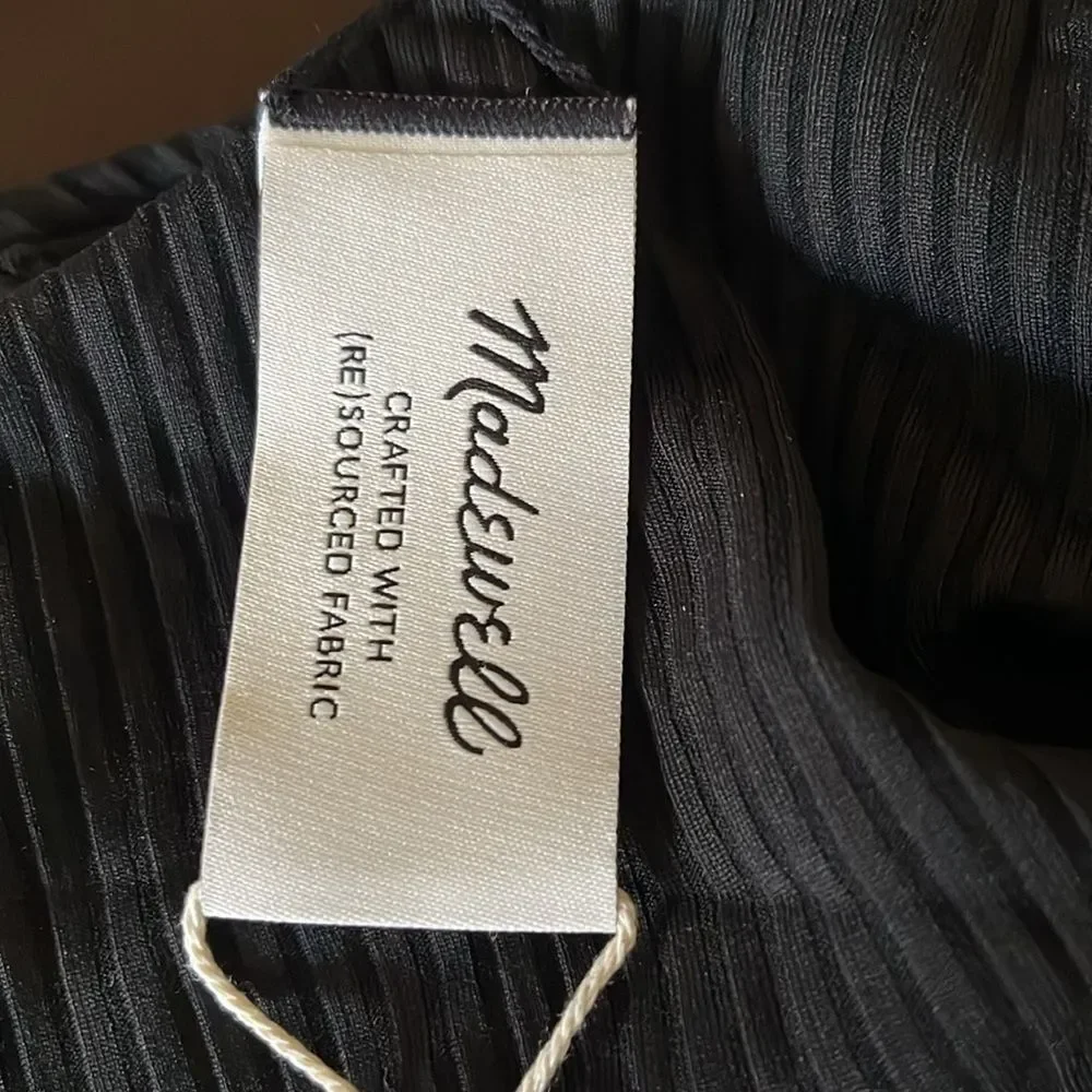 Madewell NWT Ribbed One-Shoulder Longline Bikini Top Size XS in Black